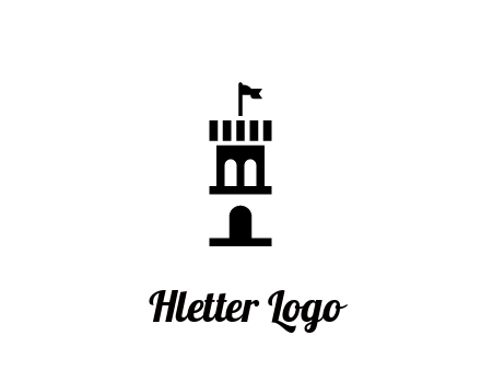 abstract negative spacing tower with flag