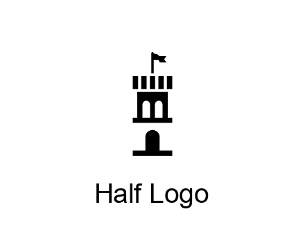 abstract negative spacing tower with flag