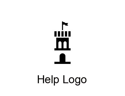 abstract negative spacing tower with flag