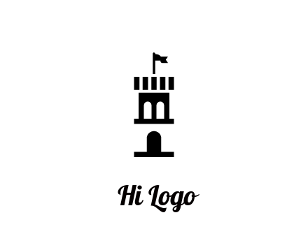 abstract negative spacing tower with flag