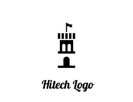 abstract negative spacing tower with flag