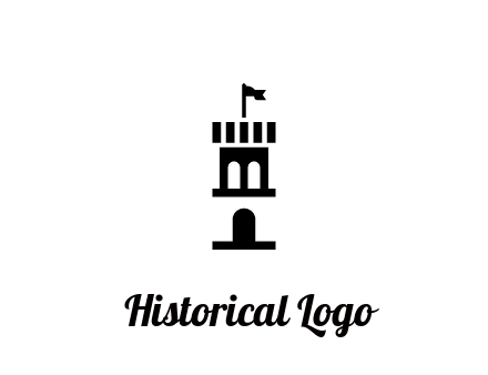 abstract negative spacing tower with flag