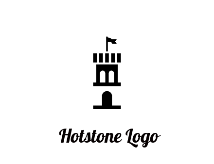 abstract negative spacing tower with flag