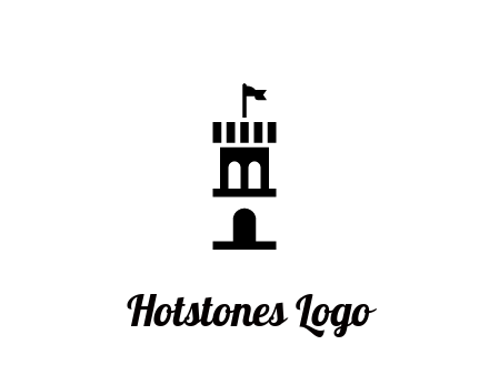 abstract negative spacing tower with flag