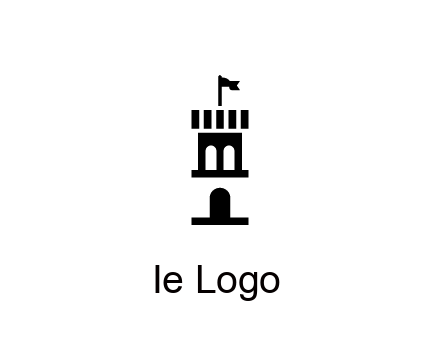 abstract negative spacing tower with flag