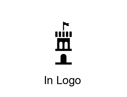 abstract negative spacing tower with flag