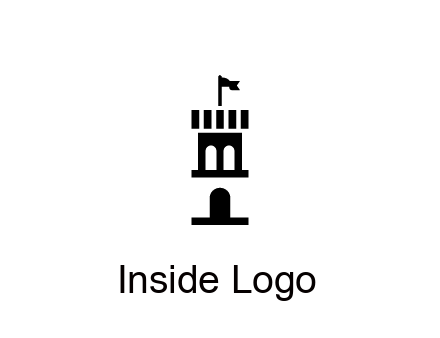 abstract negative spacing tower with flag