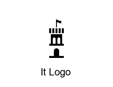 abstract negative spacing tower with flag