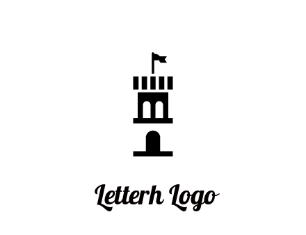 abstract negative spacing tower with flag