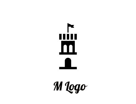 abstract negative spacing tower with flag