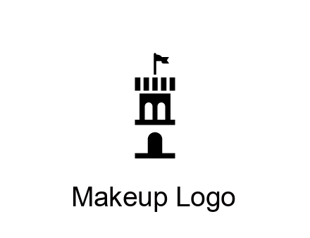 abstract negative spacing tower with flag
