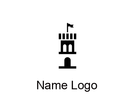 abstract negative spacing tower with flag
