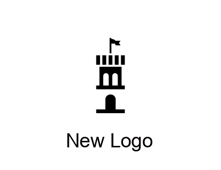 abstract negative spacing tower with flag