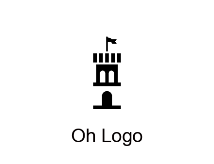 abstract negative spacing tower with flag