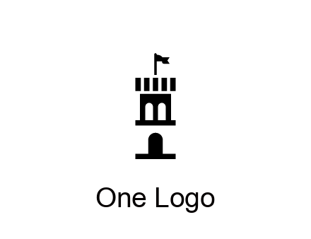 abstract negative spacing tower with flag