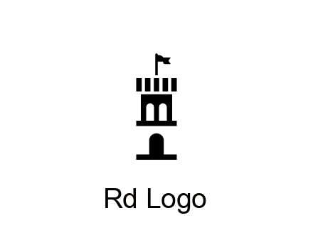 abstract negative spacing tower with flag