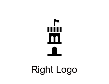 abstract negative spacing tower with flag