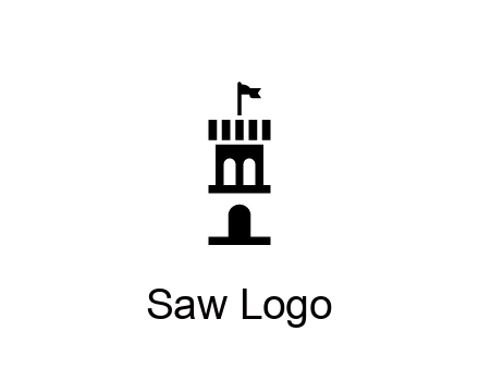 abstract negative spacing tower with flag