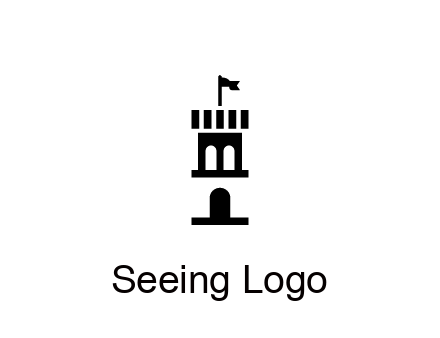 abstract negative spacing tower with flag