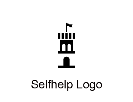 abstract negative spacing tower with flag
