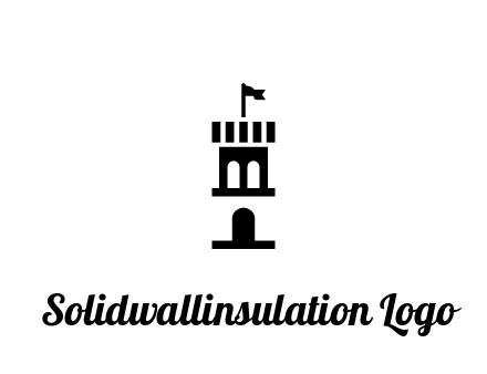 abstract negative spacing tower with flag