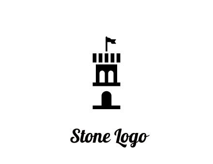 abstract negative spacing tower with flag