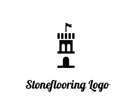 abstract negative spacing tower with flag
