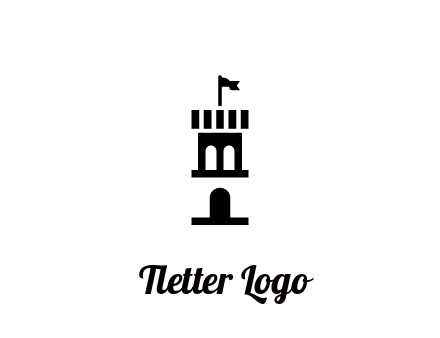 abstract negative spacing tower with flag