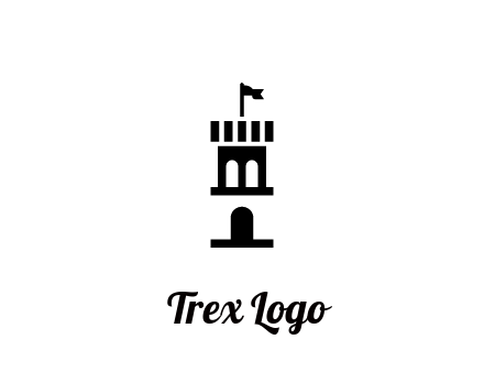 abstract negative spacing tower with flag