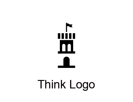 abstract negative spacing tower with flag