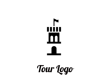 abstract negative spacing tower with flag