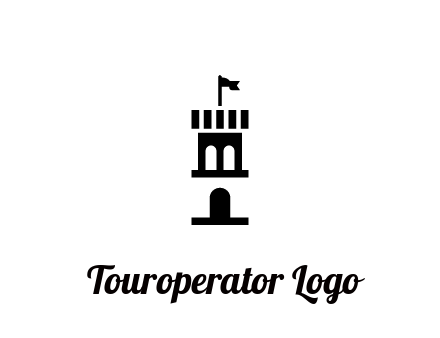 abstract negative spacing tower with flag