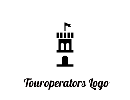 abstract negative spacing tower with flag