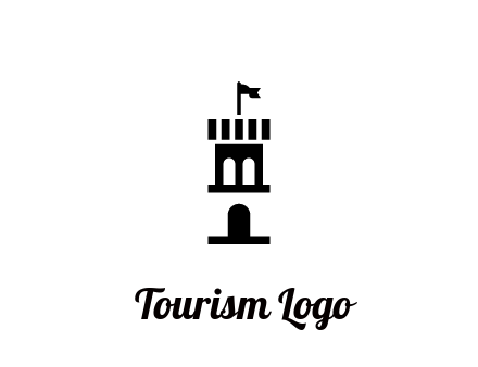 abstract negative spacing tower with flag