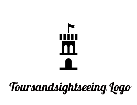 abstract negative spacing tower with flag
