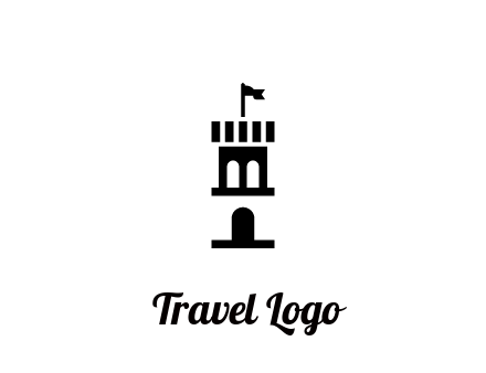 abstract negative spacing tower with flag
