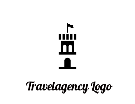 abstract negative spacing tower with flag