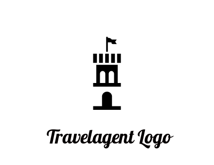 abstract negative spacing tower with flag