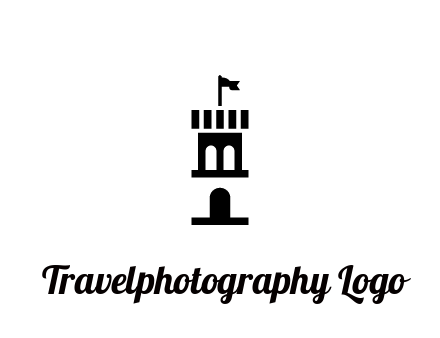 abstract negative spacing tower with flag