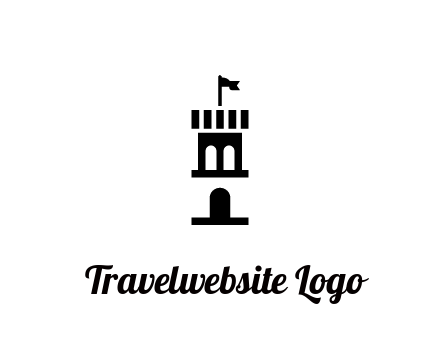 abstract negative spacing tower with flag