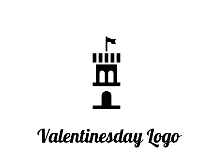 abstract negative spacing tower with flag