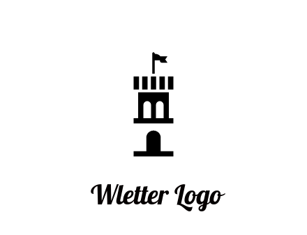 abstract negative spacing tower with flag