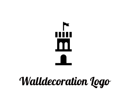 abstract negative spacing tower with flag