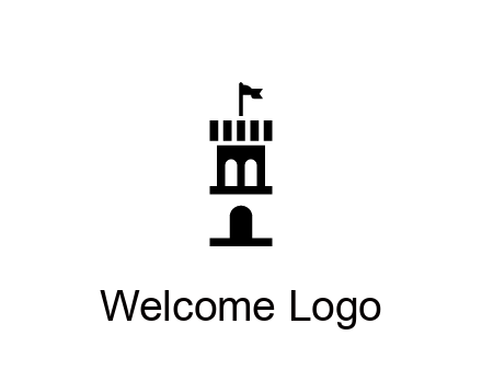 abstract negative spacing tower with flag