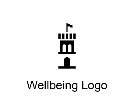 abstract negative spacing tower with flag