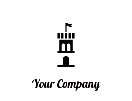 abstract negative spacing tower with flag