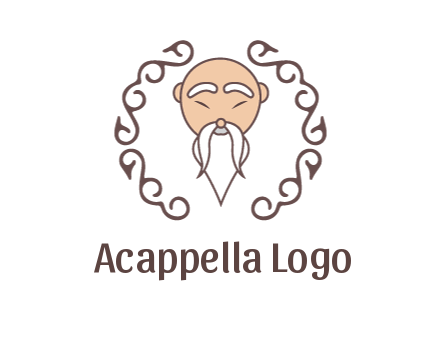 old man with long beard and mustache with swirl pattern