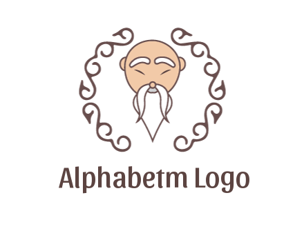 old man with long beard and mustache with swirl pattern