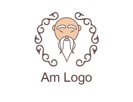 old man with long beard and mustache with swirl pattern