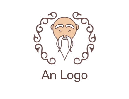 old man with long beard and mustache with swirl pattern